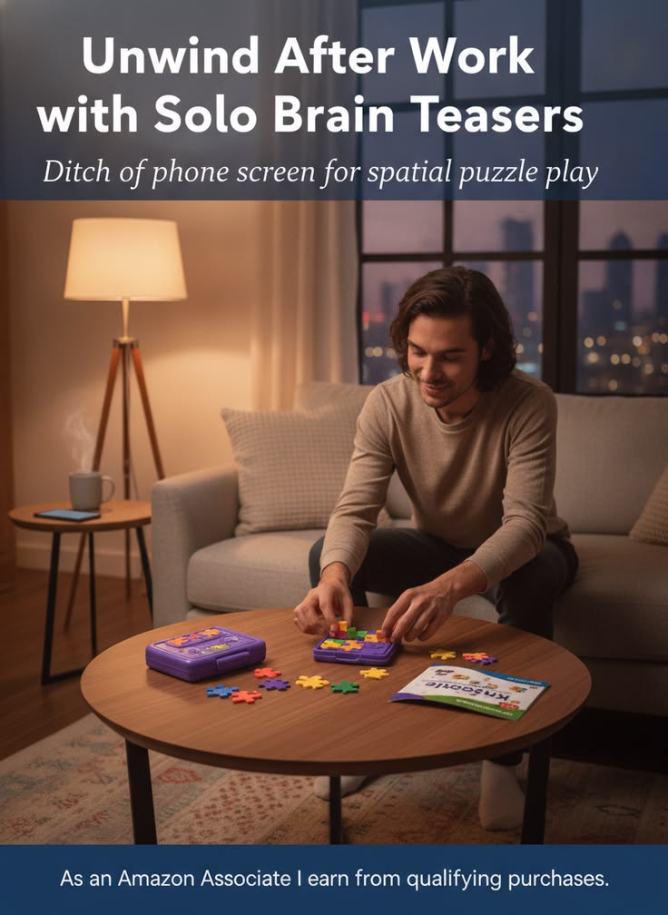 Adult unwinding with a Kanoodle puzzle