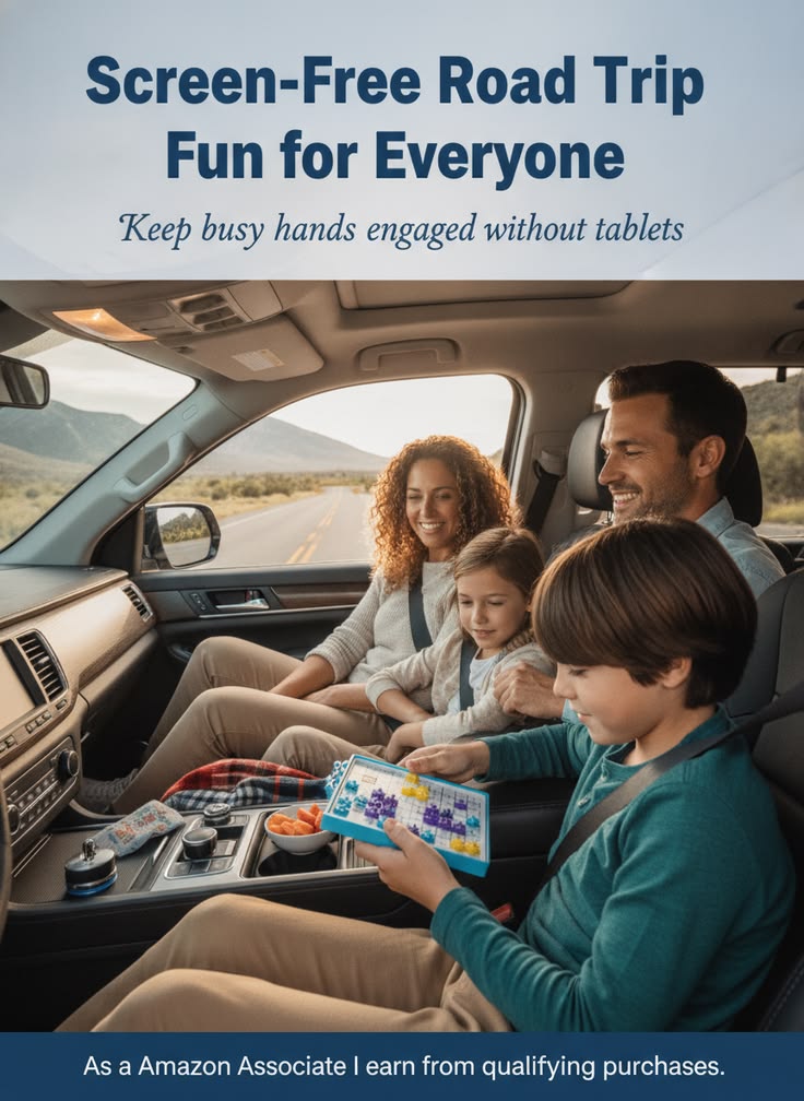 Family playing Kanoodle on a road trip